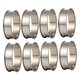 LOLIPPYY 8 Stück Teiliges Edelstahl Kuchenringe mit Doppelter Kante Lebensmittelecht Vielseitig für Kuchen Kekse Mousse und Desserts Flexibel Antihaftbeschichtet Einfach zu Reinigen für
