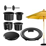Sonnenschirmständer für Terrasse, Befestigungsset mit Stopfen und Schrauben für Sonnenschirmständer, leichtes Zubehör für Sonnenschirme auf Balkonen, Gärten und Terrassen