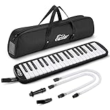 Eastar Melodica 37 Key Klavierstil Melodica Instrument für Kinder und Anfänger mit Mundstücken, Tragetasche, Schwarz