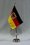 Deutschland Bundesdienstflagge 15x25 cm Tischflagge (CH) mit 42 cm Chrom Tischflaggenständer, edle Ausführung