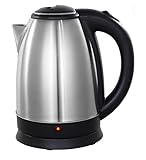 Premium Edelstahl Wasserkocher - XXL Volumen 1,8 Liter - 360° drehbar - Teekocher - Wasser Kocher (Edelstahl Silber, 1,8 Liter)
