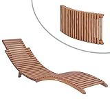 Holamys Klappbare Teakholz Sonnenliege für Garten, Terrasse und Poolbereich, ergonomisch verstellbar, robust, wetterfest und platzsparend verstaubar