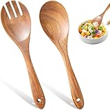 iewrtcin 2 Stück Salatbesteck Holz, 26cm Salatgabel und Salatlöffel Salatbesteck Olivenholz für Salat, Pasta, Obst