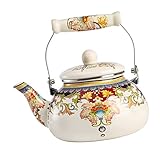 1 Stück Haushalt Fu Teekessel - Florales Porzellanmuster Teekanne Antiker Boden Flache Chinesische Bunte Emaille Outdoor Herdplatte Wasser Kleiner Gas Retro Topf Dekorativ mit Designgriff