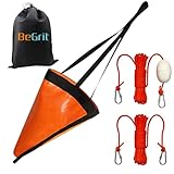 BeGrit Driftsack Kajak Anker für Boote Drogue driftsack Angeln Boot Treibanker Sea Anchor mit Kajak Schlepptau Boje Ball für Yacht Boote Marine Angeln Bremssystem Befestigung (Orange)