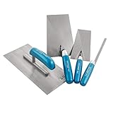 Jung Henkelmann Kellen-Set 4-teilig (Einsteiger-Set, Carbonstahl, Maurerkelle, Putzkelle, Fugenkelle, Glättekelle) 40000400