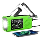 Notfall-Wetterradio – Handkurbel, Solar-Dynamo, 2000 mAh, AM/FM/WB-Empfänger mit LED-Taschenlampe und SOS-Alarm für Outdoor-Camping