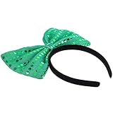 ERINGOGO Großes Grünes Pailletten Haarband Damen mit Schleifen Knoten Eleganter Haarschmuck für Frauen Rutschfester Schimmernder Haarreif für Alltag und Festtage