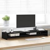 HETFTJN Monitorständer Schwarz Eichen-Optik 100x24x13 cm aus Holzwerkstoff, ergonomisches TV Board mit Stauraum, modernes Lowboard für Wohnzimmer, Büro und Schlafzimmer