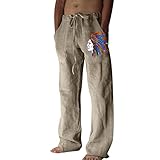 Herren Hose Sommer Leichte Leinenhose Freizeithose Strandhose Loose Fit Männer Hosen mit Gummizug für Urlaub Strand Alltag Chino Herren Stretch Blau Prime Wann Day 2025
