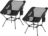 Sportneer Campingstuhl Faltbar Camping Stuhl Tragbarer Campingstühle 150Kg Faltstuhl Ultraleichter Packmaß Kleiner Klappstuhl mit Tragetasche für Picknick, Outdoor, Wandern, Schwarz, 2 Pack