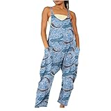 AACH deals of the day Damen Latzhose Lang Jumpsuit Sommer Ärmellos Overalls Quadratischer Kragen Romper Playsuit High Waist Shortalls Sommer Elastisch Latzhosen Loose Hosenträger