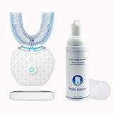 Automatische Ultraschall Zahnbürste für Erwachsene 360 ° Elektrische Zahnbürste 45 '' Automatischer Timer Drahtloses Laden Waschbar Reise Zuhause Dual-Use (weiß, 1)