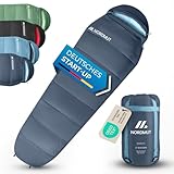 NORDMUT® Schlafsack Erwachsene – kleines Packmaß & Ultraleicht (900/1500g) – 3-Jahreszeiten (250 GSM) & Sommerschlafsack (100 GSM) – Mumienschlafsack für Camping, Outdoor & Festivals