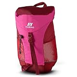 HUBAG Kinderrucksack - Rucksack Kinder rot - Kindergartenrucksack für Jungen & Mädchen - Wanderrucksack Kinder mit Brustgurt & Notfallpfeife - Inkl. Regenschutz & Sitzmatte - 4 bis 10 Jahre