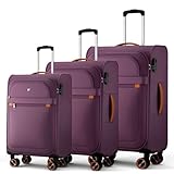 ABISTAB Stoff Koffer Set 3-teilig - Weichschalen Koffer Trolley - Reisekoffer mit 4 Rollen & Zahlenschloss - Handgepäck & große Koffer