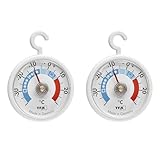 TFA Dostmann 2er Set Analoge Kühlthermometer mit Haken, 95.1036, handlich, mit Kühlzonen, für Kühlschrank, Gefrierschrank und Kühlhaus zur Temperaturkontrolle, bis -40°C, weiß