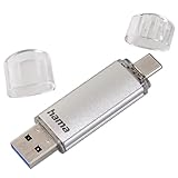 Hama 128GB USB-Speicherstick mit USB 3.0&USB 3.1-Type-C (2-in-1 USB-Stick, z.B.für Android Handy, Tablet, Computer, Notebook, MacBook, OTG, 40MB/s) USB-Typ-C Handy-Stick, Doppel Memory-Stick Silber