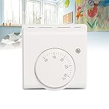 Raumthermostat, 220V Mechanischer Raumthermostat Temperaturregler Klimaanlage und Fußbodenheizung, Fußbodenheizung Aufputz mit EIN/Aus-Schalter