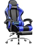 GTPLAYER Bürostuhl Gaming Stuhl Gaming Sessel Ergonomischer Gamer Stuhl mit Fußstütze, Kopfstütze Lendenkissen, Gepolstert Gaming Chair, Drehsessel Blau