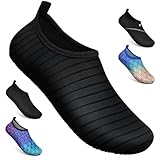 WateLves Wasserschuhe für Damen Herren Kinder Unisex Badeschuhe Schwimmschuhe Strandschuhe Schnelltrockend Aquaschuhe Surfschuhe Barfuss Schuhe Tw Schwarz 44/45 EU