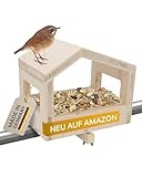 WILDNEST Vogelhaus Balkon - Vogelfutterhaus Balkon mit schonender Geländerhalterung, Hergestellt von Menschen mit Behinderung (Balkongeländer)