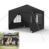 YRHome Pavillon 3x3 m Partyzelt Zelt Stabil Wasserdicht Winterfest UV-Schutz Gartenpavillon Festzelt Bierzelt Camping Zelt mit Seitenteilen & Fenstern für Garten und Camping,Anthrazit