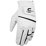 SAWANS Golfhandschuh Herren, langlebig, Premium-Leder, für Linke und rechte Hand, Allwetter-Griff, Golfhandschuhe, rutschfest, flexibel, Golfen (Weiß, M/L, Links)