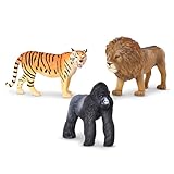 Terra 3 Dschungeltiere Figuren – Löwe, Tiger, Gorilla – Realistische Tierfiguren Set, Kinder Spielzeug für Mädchen und Jungen ab 3 Jahre