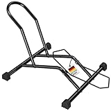 WELLGRO 1 Fahrradständer Boden – Universal Fahrrad Ständer für Mountainbike, Rennrad & Fatbike – Robuster Radständer aus Stahl für Garage, Keller & Außenbereich – Schwarz