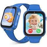 uleway Kinder Smartwatch, 4G Smart Watch für Kinder anrufen, 1,83' Vollständiger Touchscreen, Kamera, Puzzle Spiele, Wecker, Stoppuhr, IP67 wasserdichte Uhren für Jungs, Mädchen und Teenager, Blau