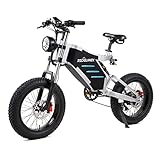 RZOGUWEX Elektrofahrrad, 20-Zoll-Offroad-EBIKE für Erwachsene mit Abnehmbarem 48V 25Ah Lithium-Ionen-Akku, 7-Gang-Schneerad mit Zwei Stoßdämpfern und Bürstenlosem Motor