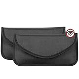 LTXDJ 2 Stück Signal Blocking Bag, Shielding Pouch Brieftasche Hülle Handy-Sicherheitstasche Anti-Tracking Anti-Spionage Anti-GPS für ID-Karte/Bankkarte und Autoschlüssel, Schwarz (BAG)