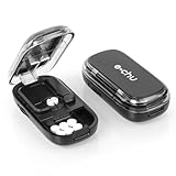 AOGOE Tablettenteiler, Pillenteiler für Kleine und Große Tabletten Für Tabletten-Vitamin-Medizin in ein Halbes Viertel Schneiden, Tablettenschneider mit Aufbewahrungsfach für Reise & täglichen,Schwarz