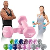 Miweba Sports Neopren Hantelset NKH100 | 𝐏𝐫𝐨𝐟𝐢 Hantel - Hexagon Hanteln Set - Kurzhanteln - Kurzhantel Set - Gymnastikhanteln - Hantel Set - Dumbbell - 0,5-10 Kg (2X 2.0 kg, Rosa)