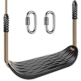 SELEWARE Garden Games Schaukelsitz aus Robustem Set mit 2m Langem Verstellbarem Seil und 2 Karabinern, Robustes Schaukel Outdoor Garten Schaukel Schwarz