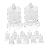 CIYODO 12 Stück Kerzenlicht hochzeitsdeko weihnachtsdeko weihnacjtsdeko Teelicht Kerzen Sofortige Kerze flammenlose Batteriekerzen flammenlose elektrische Kerzen Plastik Transparent