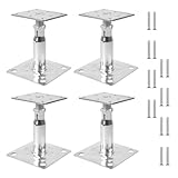 Huucozn 4 Stück Pfostenträger Höhenverstellbar Stützen Höhe 100-150 mm Baustützen Schwerlast Stütze zum Aufschrauben Verzinkte Stützenfuß Bodenfuß für Zäune Unterstände Carports Pergolen Bauarbeiten