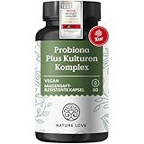 NATURE LOVE® Probiona PLUS - 120 Mrd KBE je Tagesdosis (hochdosiert) - 20 Bakterienstämme + Bio Inulin - 60 magensaftresistente Kapseln - vegan, entwickelt in Deutschland, Markenrohstoff aus Italien