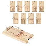 Rovar Mausefallen aus Holz 10er Pack - Klassische Schlagfalle, Wiederverwendbare giftfreie Mäusefalle und Rattenfalle für drinnen und draußen