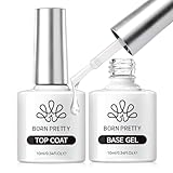 Born Pretty Top Coat Gel UV - No Wipe Super Top Coat Gloss Base Gel Kein Absplittern Oder Abblättern und Lang Anhaltend Unterlack und Überlack Shellac Base und Top Coat Set