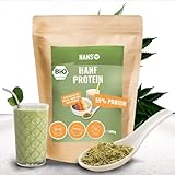 HANS Brainfood - Bio Hanfprotein Pulver 2Kg aus Deutschland | Proteinpulver 55% Eiweiß | Pflanzliches Hanfpulver ohne Zusatzstoffe (Hanfprotein 55%, 2 KG)