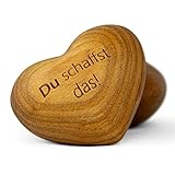 Schwabenholz® Handschmeichler Herz aus Holz - Du schaffst das! - Glücksbringer für sie und ihn - Holzherzen mit Gravur & einzigartiger Maserung