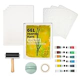 BuzzBright Geldruckplatten-Set mit 12,7 x 17,8 cm Gelatineteller, Brayer, Druckpapier, Acrylfarbe und unverzichtbaren Werkzeugen für gemischte-Medien-Kunstwerke