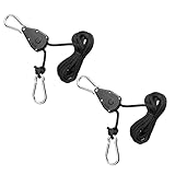 BCOATH 4 Stück Hebehaken Lanyard Haken Zum Aufhängen Robuste Seilrolle Hebeseile Gartenpflanzen Anbauleuchten Wachstumslampen Hängeseile Robuste Seile Zeltseile Schwarzes Nylon