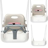 COIL Kinderschaukel Babyschaukel Outdoor 3-in-1 Schaukel Baby Verstellbarer Kinderschaukel Indoor mit Rückenlehne Schaukel Indoor Kinderschaukelsitz Kleinkind Schaukel (Beige)