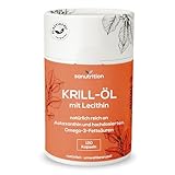 Krillöl mit Lecithin | 120 Kapseln | mit über 56% Phospholipid Omega-3 | mehr DHA & EPA, Cholin und Astaxanthin | gelatinefrei | plastikfreie Verpackung