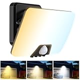 vighep Aussenlampe mit Bewegungsmelder, 3000K-6500K Warm Neutral Kaltweiß 24W Led Strahler Außen Superhell mit 3 Leuchtmodi, IP65 Wasserdicht Fluter für Garage Garten Hof Haustür