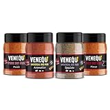 VENEQU BBQ Dry Rubs Gourmet Set #3 (150g x 4 Rubs) Made in Italy | 1 x Pork Rub, 1 x Beef Rub, 1 x Aromatic Rub und 1 x Würziger Rub