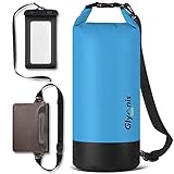 Glymnis Dry Bag wasserdichte Tasche 10L 20L Wasserdichter Packsack mit Bauchtasche und Tragegurt Waterproof für Wassersport Strand Schwimmen Bootfahren Reisen Camping (Blau, 5L)